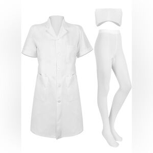 Classic WomenNurse Costume Medical Set White Short Sleeve Lab & Coat Accessories